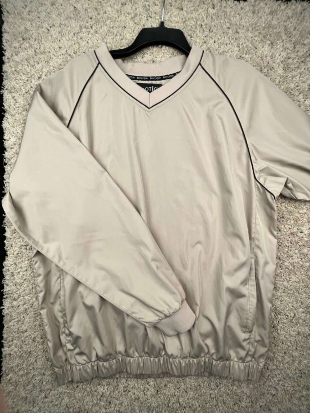 FootJoy XL Beige Blank Long Sleeve Pullover Sweatshirt Golfing Nylon Polyester